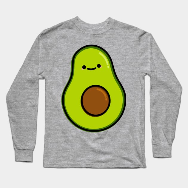 Cute Avocado Long Sleeve T-Shirt by happyfruitsart